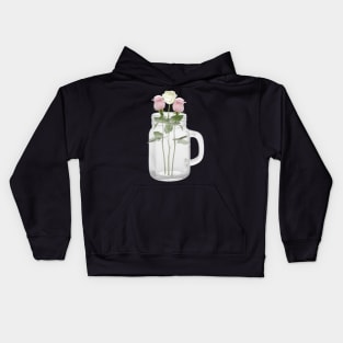 Roses in Mason Jar with Handle Kids Hoodie